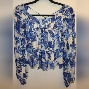 Free People Flowy Floral Sheer Blouse